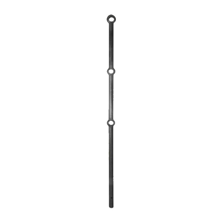 Poteau acier hauteur 1200mm et 3 trous renflés pour Ø25 et Ø30mm