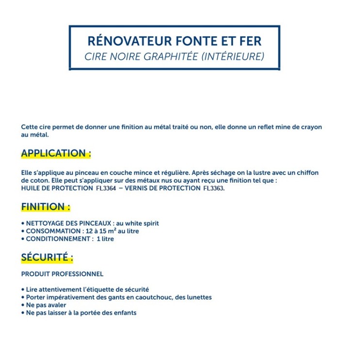 Bidon de 1 litre de produit traitement cire graphitée noire métaux