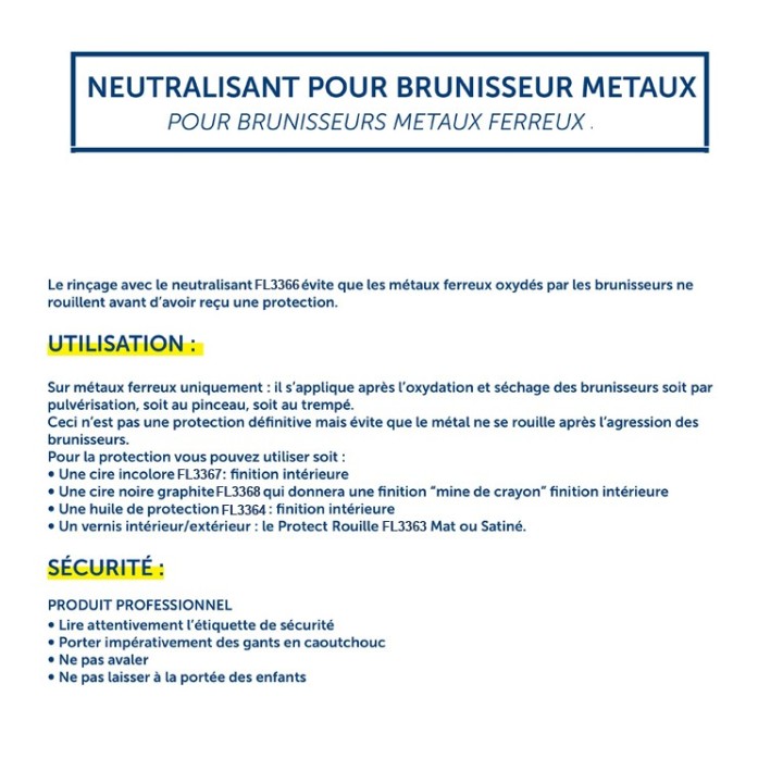 Bidon de 1 litre de produit neutralisant brunisseur pour métaux