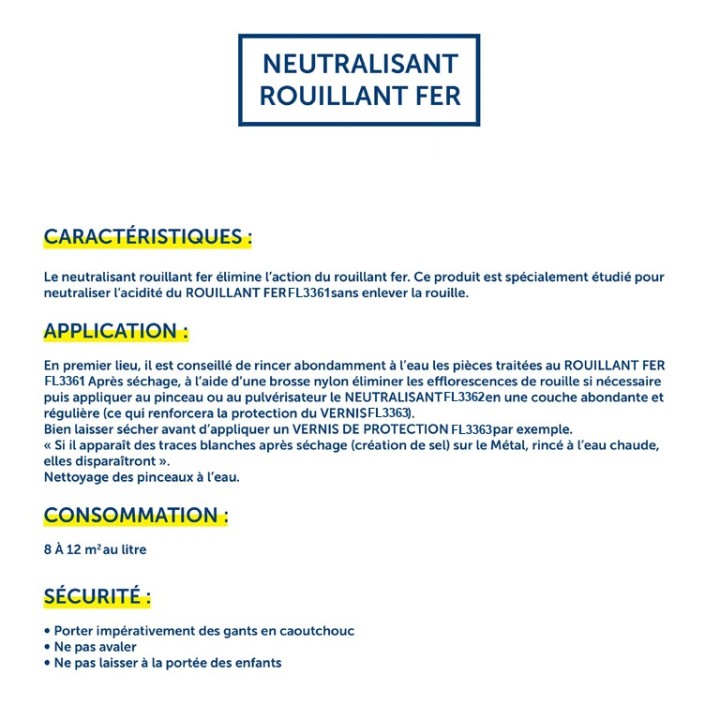 Bidon de 1 litre de produit neutralisant le rouillant pour les métaux