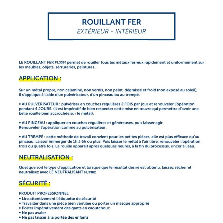 Bidon de 1 litre de produit rouillant pour métaux ferreux