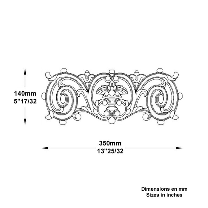 Décor fonte 350x140mm pour combler les vides des appuis fenêtres