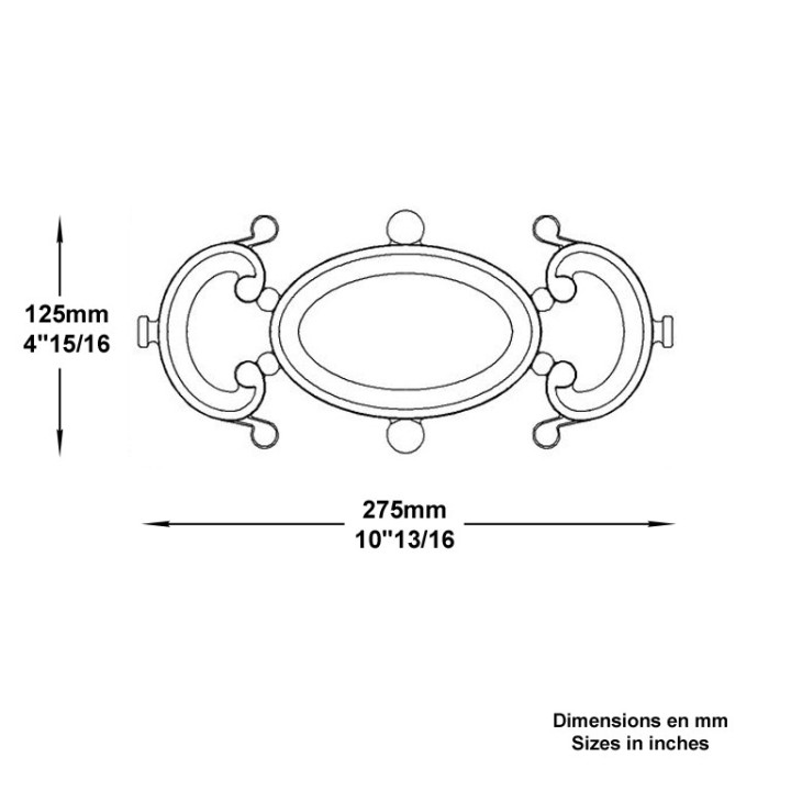 Décor fonte 275x125mm pour combler les vides des appuis fenêtres