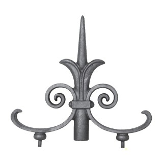 Décor en forme de pointe de lance fonte avec volutes et inserts
