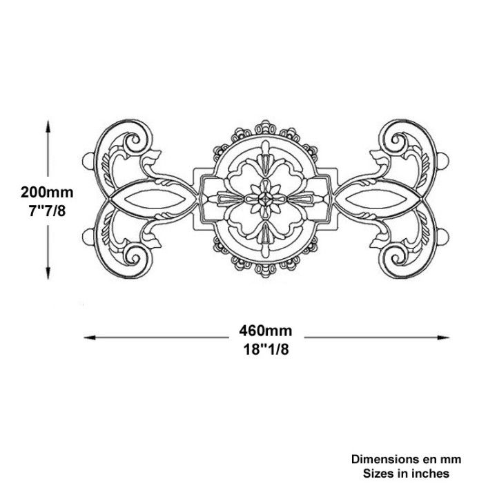 Décor fonte 460x200mm pour combler les vides des appuis fenêtres