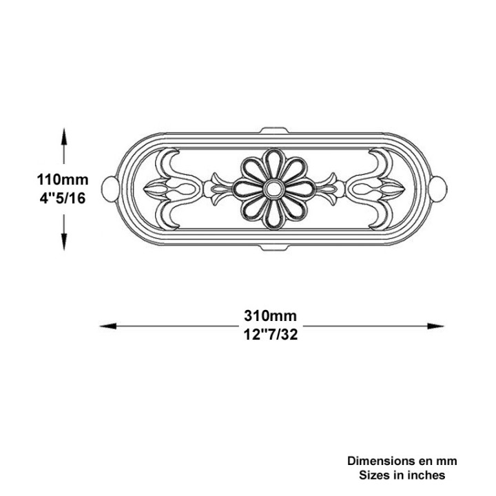Décor aluminium ou fonte 310x110mm pour combler les vides