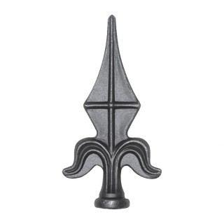 Pointes de lances fleurs de lys acier à souder avec collerettes rondes
