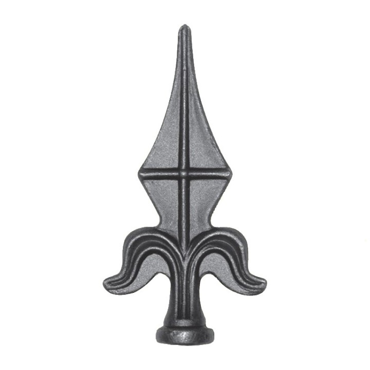 Pointes de lances fleurs de lys acier à souder avec collerettes rondes