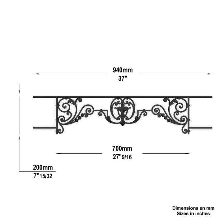 Appuis de fenêtres Chinon en fonte GS longueur 940 à 1440mm