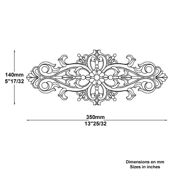 Belles palmettes joliment ciselées 350x140mm fonte ou aluminium