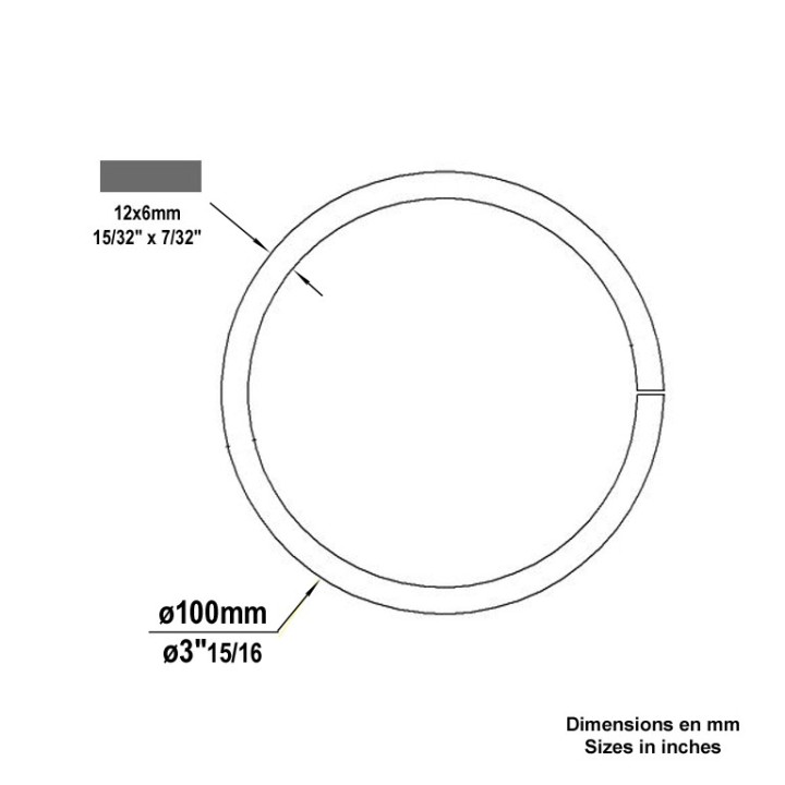 Cercles roulés en fer plat et non soudés ø100mm à ø140mm