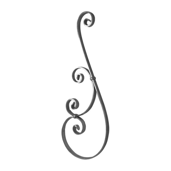 Panneau déco alu formé de 2 volutes assemblées en plat de 20x6mm
