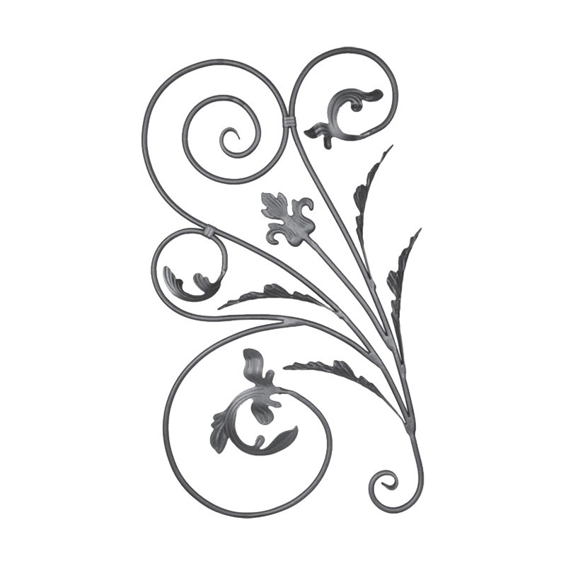 Panneaux décoratif avec feuilles forgées hauteur 900x500mm ø12