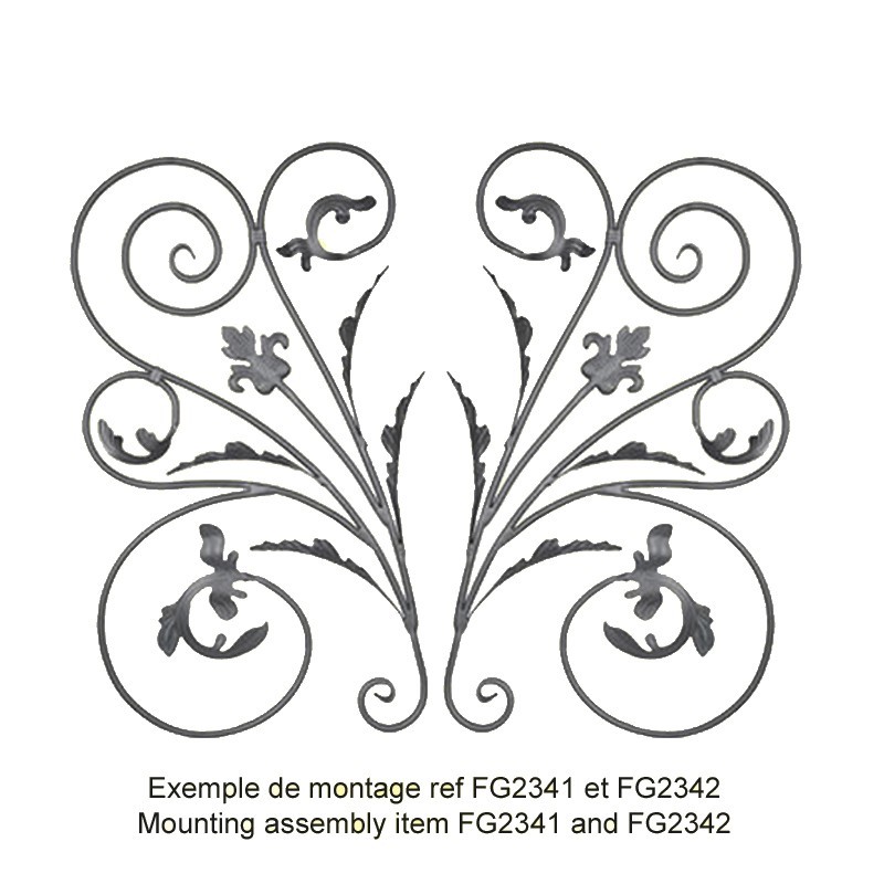 Panneaux décoratif avec feuilles forgées hauteur 900x500mm ø12