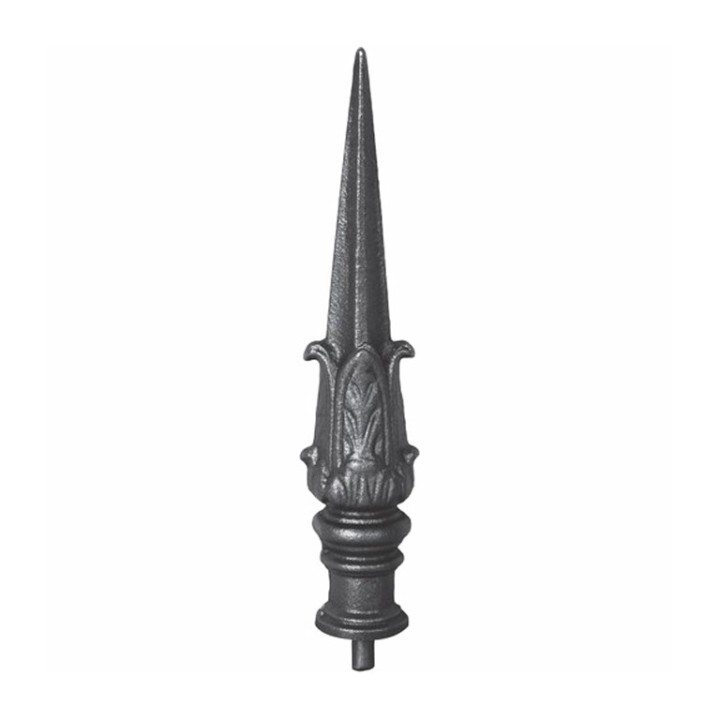 Pointe de lance ancienne en fonte 200mm insert acier, base ø32mm