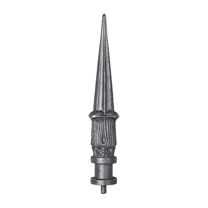 Pointe de lance ancienne en fonte 245mm insert acier, base ø36mm