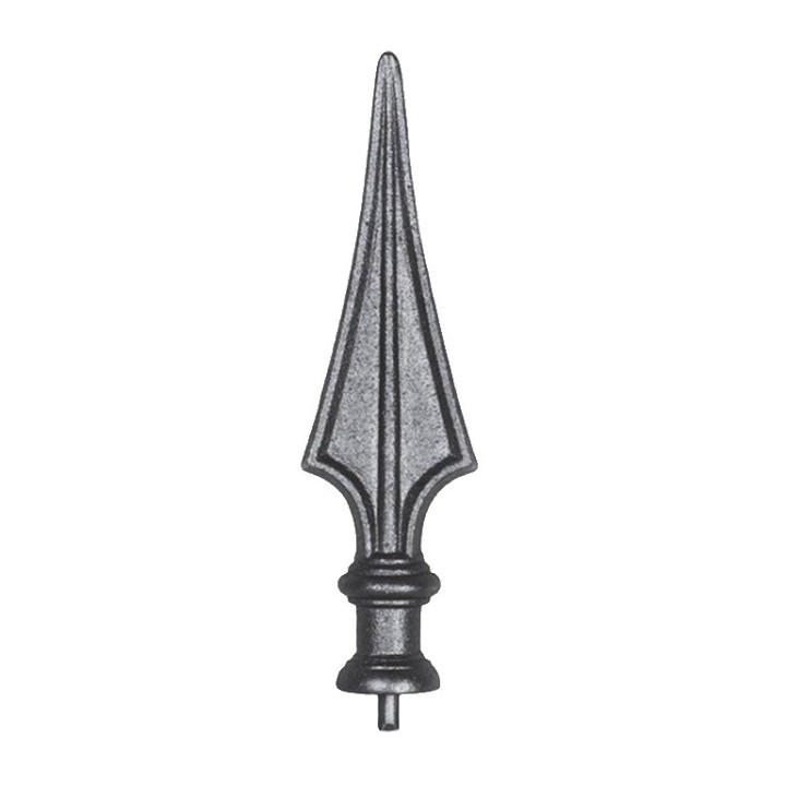 Pointe de lance ancienne en fonte 230mm insert acier, base ø39mm
