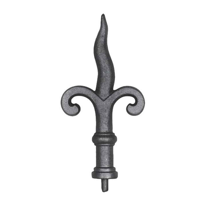 Pointe de lance en flamme en fonte 190mm insert acier base ø30mm