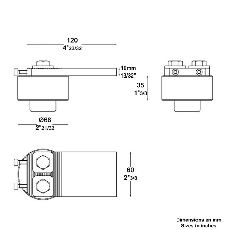 Pivots hauts en acier Ø68mm sur platine de fixation à souder