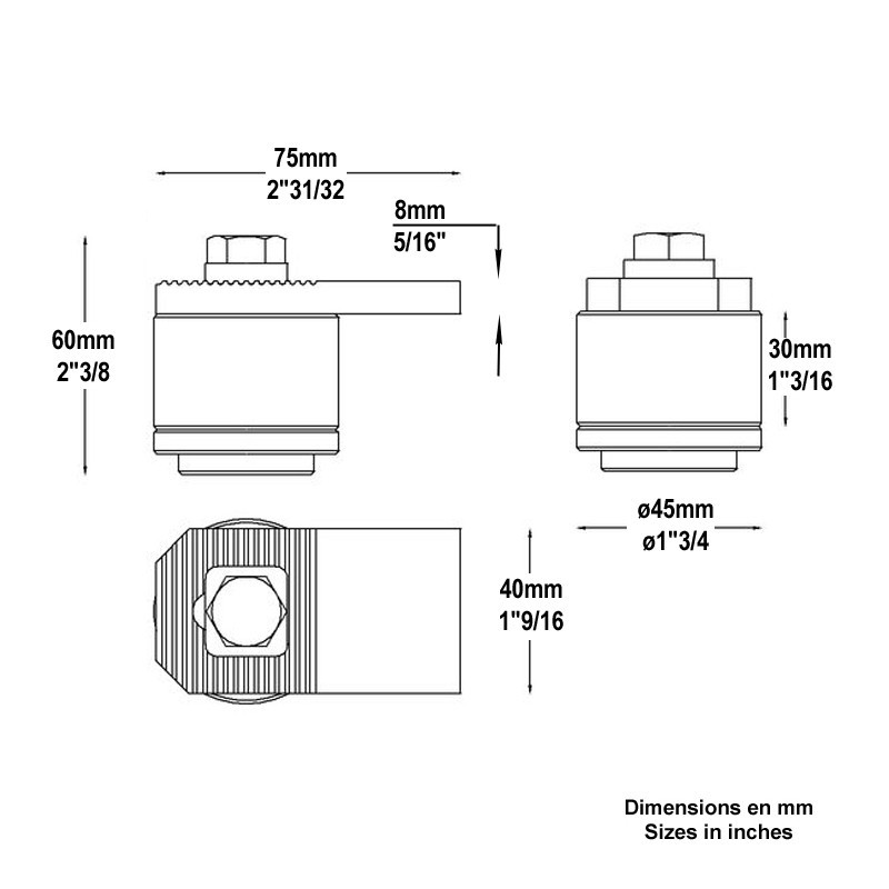 Pivots hauts acier ou acier inox réglable pour tube de 40x40mm