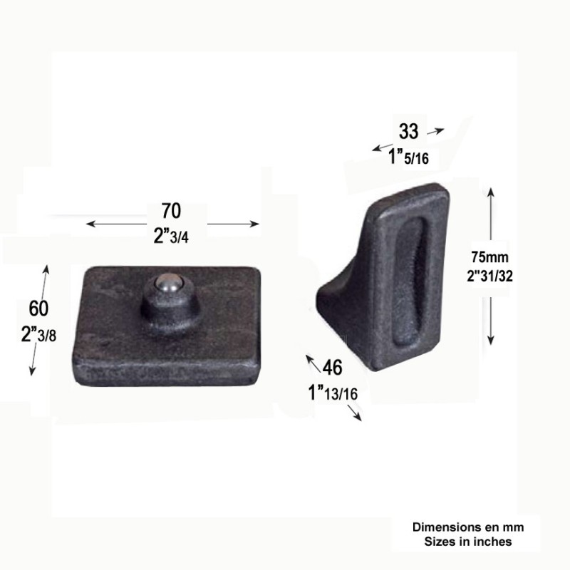 Ensemble plaque pivot crapaudine à souder sur renfort latéral