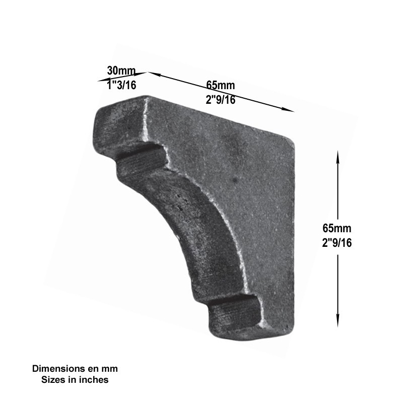 Renforts d'angles 90° largeur 30 à 40mm pour tubes 30x30 à 60x60mm