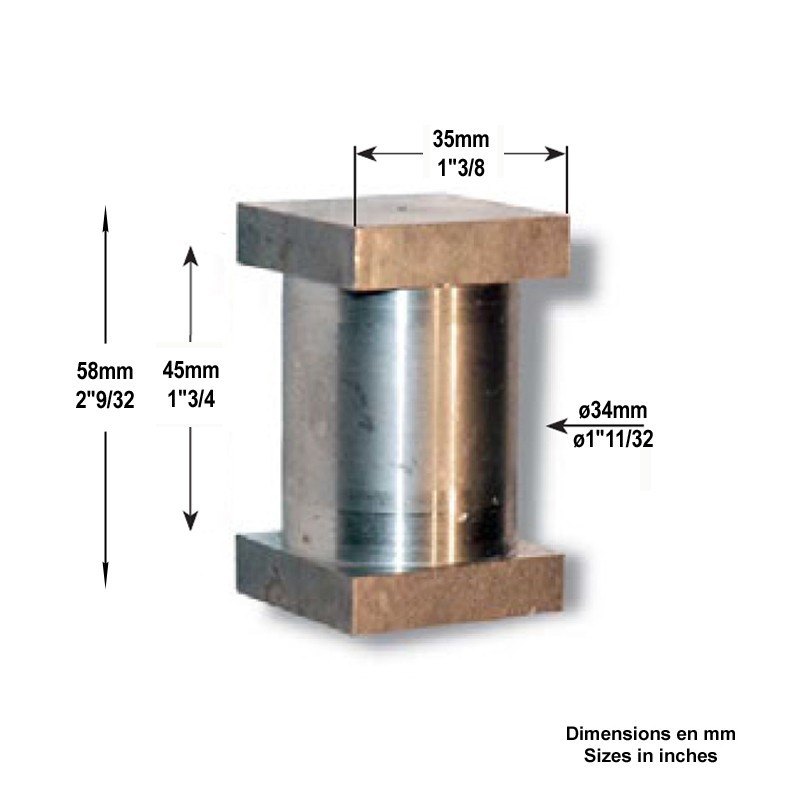 Axes en acier zingué Ø35 ou Ø40mm pour carrés 35x35 ou 40x40mm