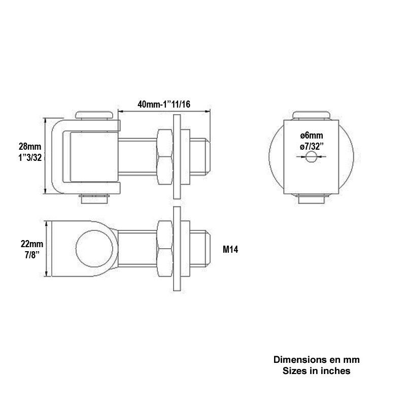 Gonds à souder sur poteaux ou traversants pour tubes 30 à 40mm