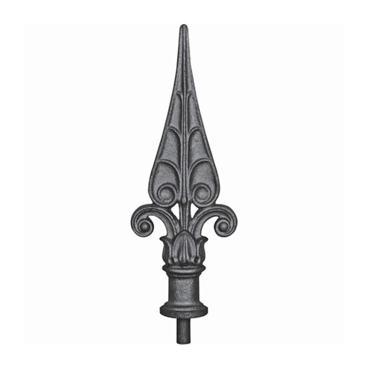 Pointe de lance nervurée en fonte 240mm insert acier base ø40mm