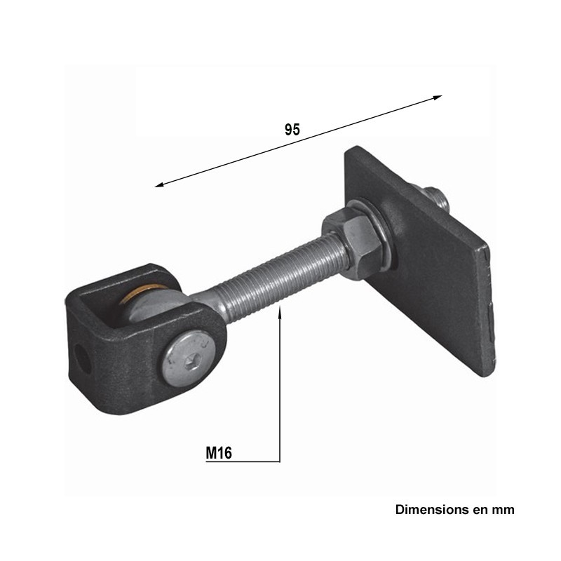 Gonds à souder réglables ouvertures à 180° axes fixation sur un U