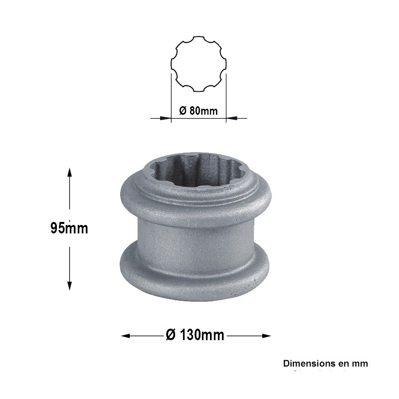 Rondelles type archi  pour tubes lisses ou cannelés Ø80 ou Ø10mm