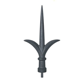 Pointe de lance fleur de lys fonte 290mm insert acier base ø25mm