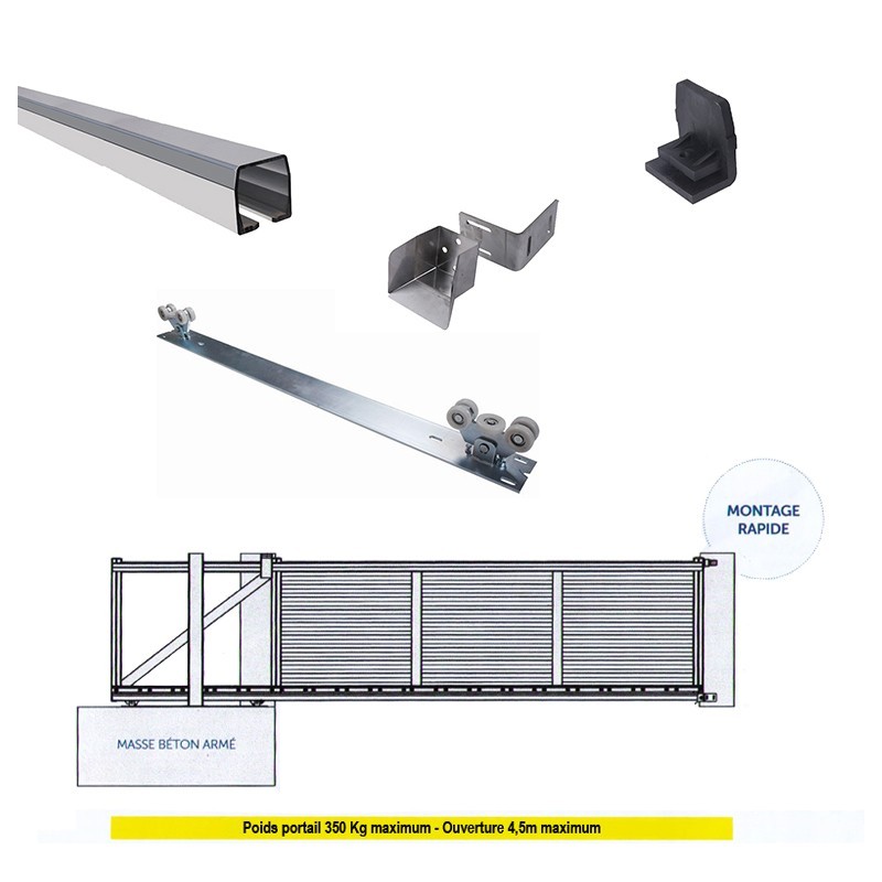 lot pièces portails autoportants cantilever sur plaque 4,5m à 350kg