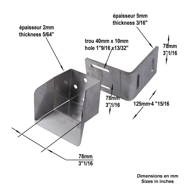 Avaloir butoir réglable pour rail 72x72mm de rail portail autoportant