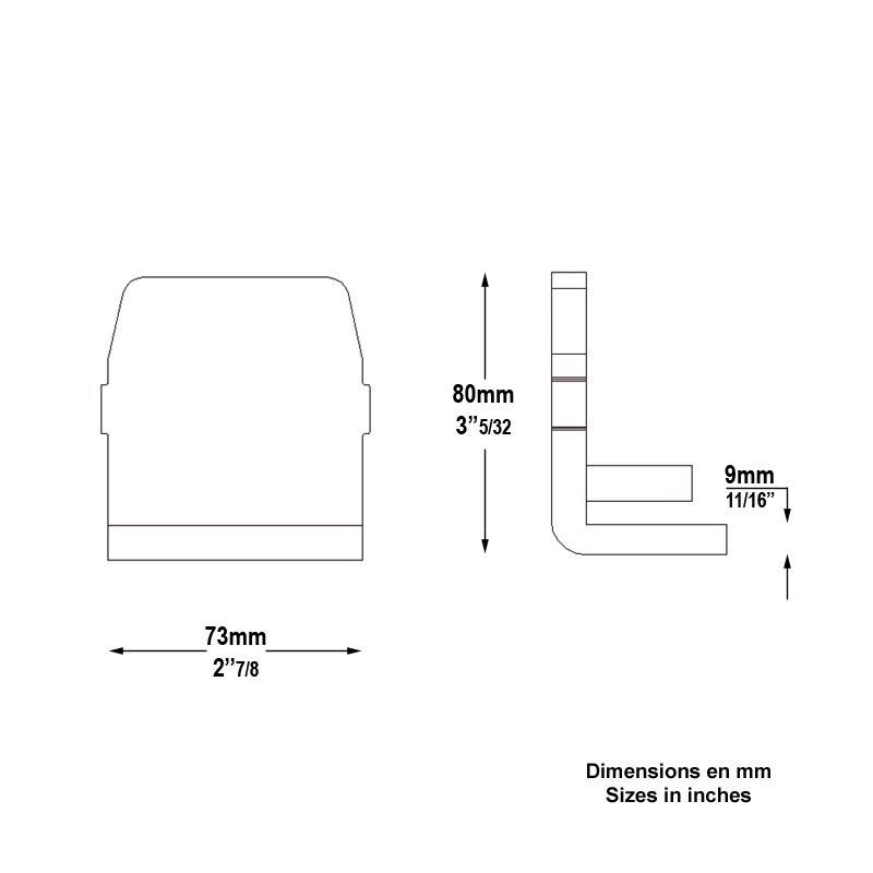 Bouchon guide en résine de fin d'ouverture et fermerture pour rail