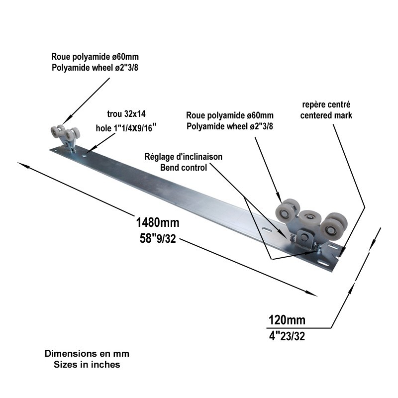 Double chariot sur plaque en acier cantilever pour auto-portants