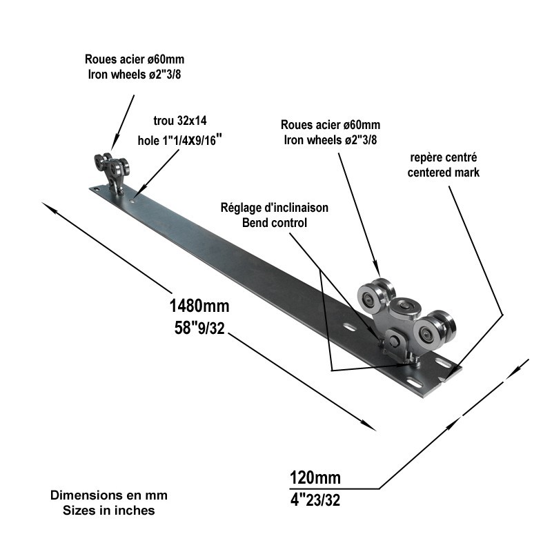 Double chariot sur plaque en acier cantilever pour auto-portants