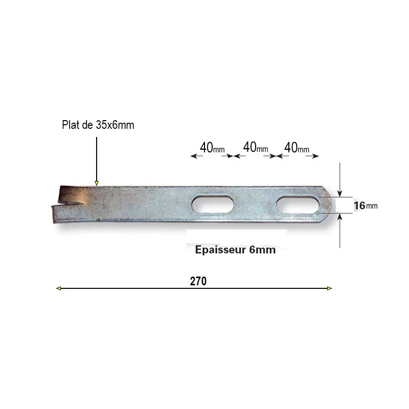 Supports pour galets ou olives en fer plat de 35x6mm acier zingué