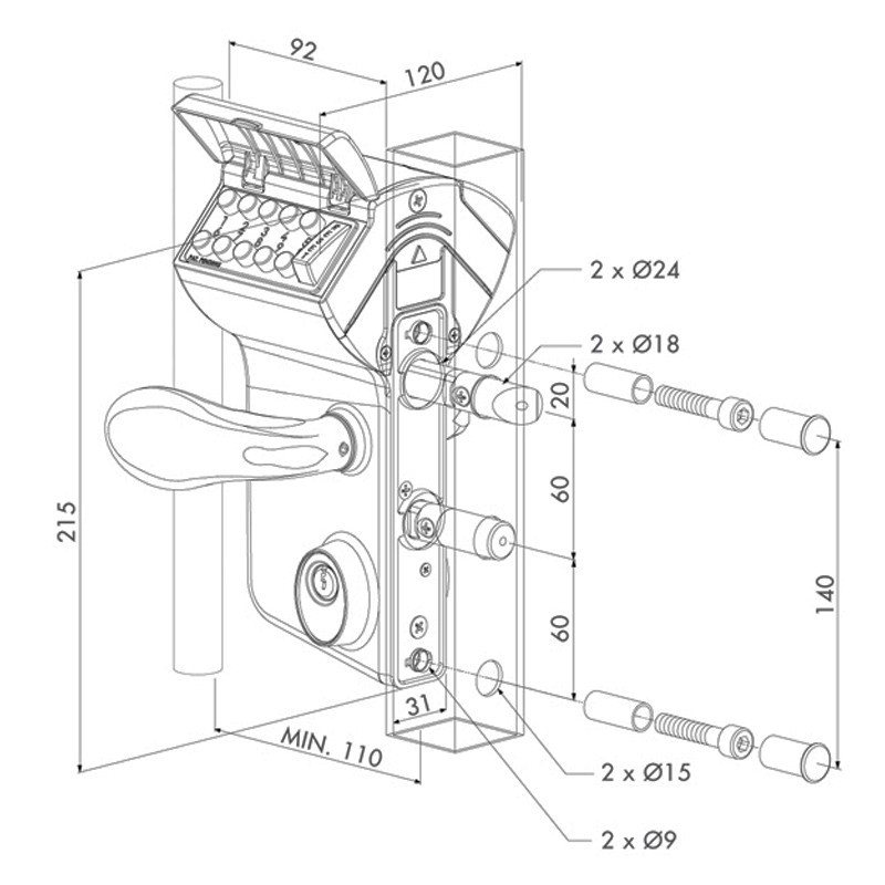 Serrures Locinox à code mécanique pour portail à battants 40à60mm