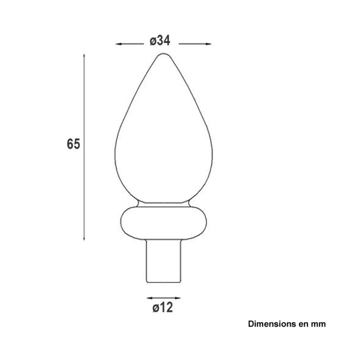 Décor goutes d'eau en aluminium avec embout ø12et16mm à coller