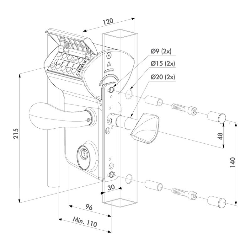 Serrures Locinox code mécanique pour portail coulissants 60à80mm