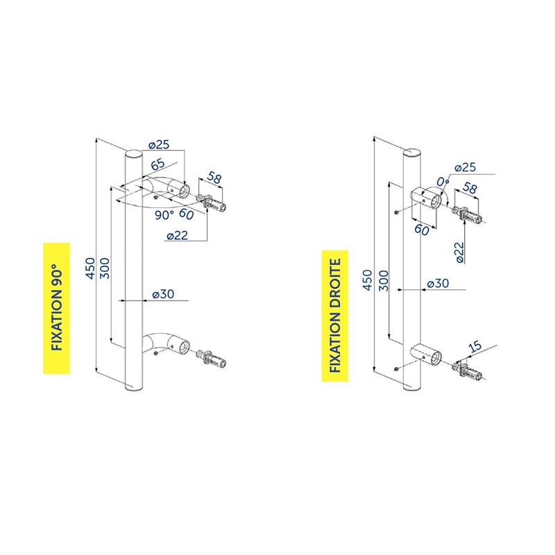 Bâton de maréchal Locinox en acier inoxydable hauteur 450mm
