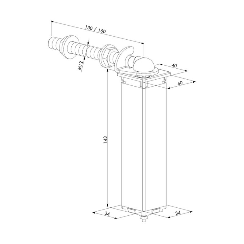 Charnières à ressort Locinox pour tubes carrés de 40x40mm 75kg