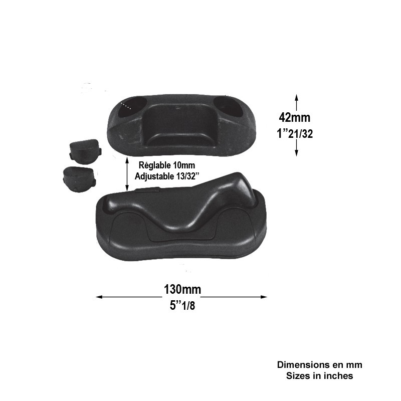 Sabots de portails réglables avec basculeur au pied en polyamide