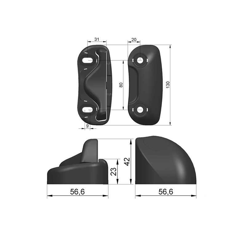 Sabots de portails réglables avec basculeur au pied en polyamide