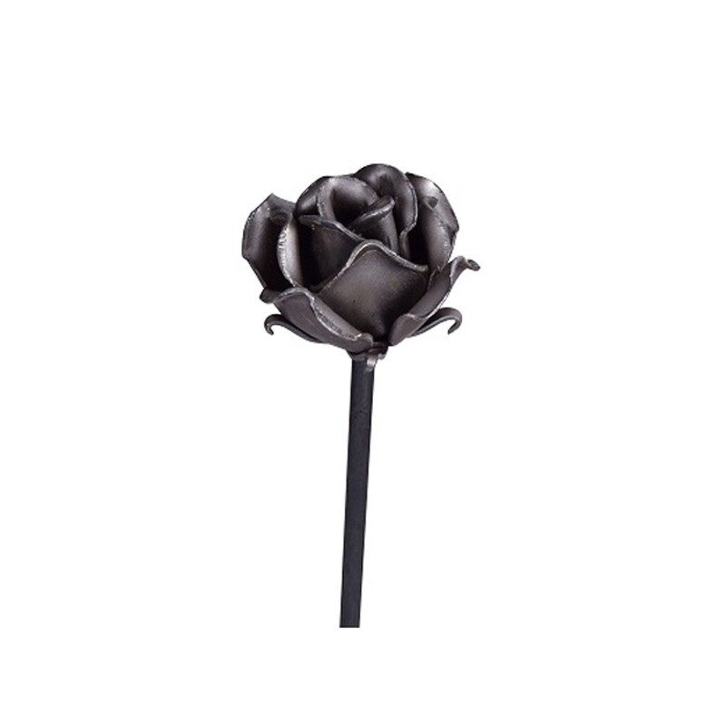 Rose décoratine en acier forgé en 3D avec pétales formées montées