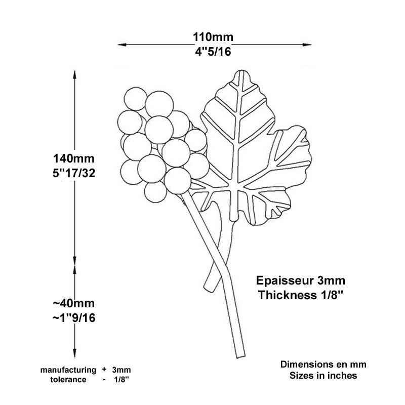 Ensembles grappes de raisin et feuilles de vignes décoratives
