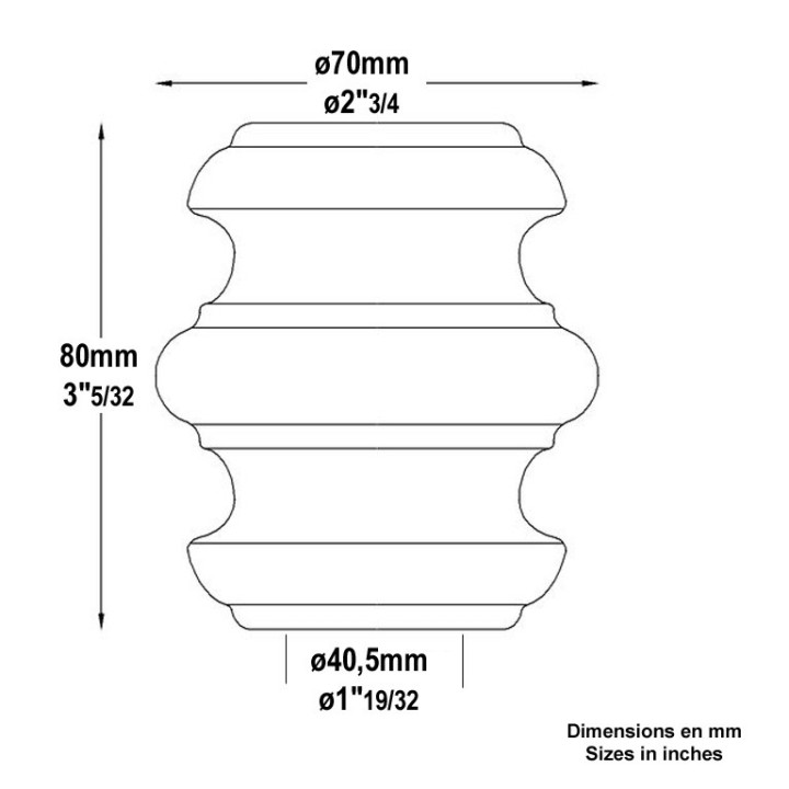 Garnitures haute de poteau ø40mm acier forgé diametre ext. 50mm