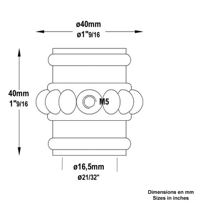 Garnitures basse en fonte avec vis de blocage M5 de barreau ø16mm