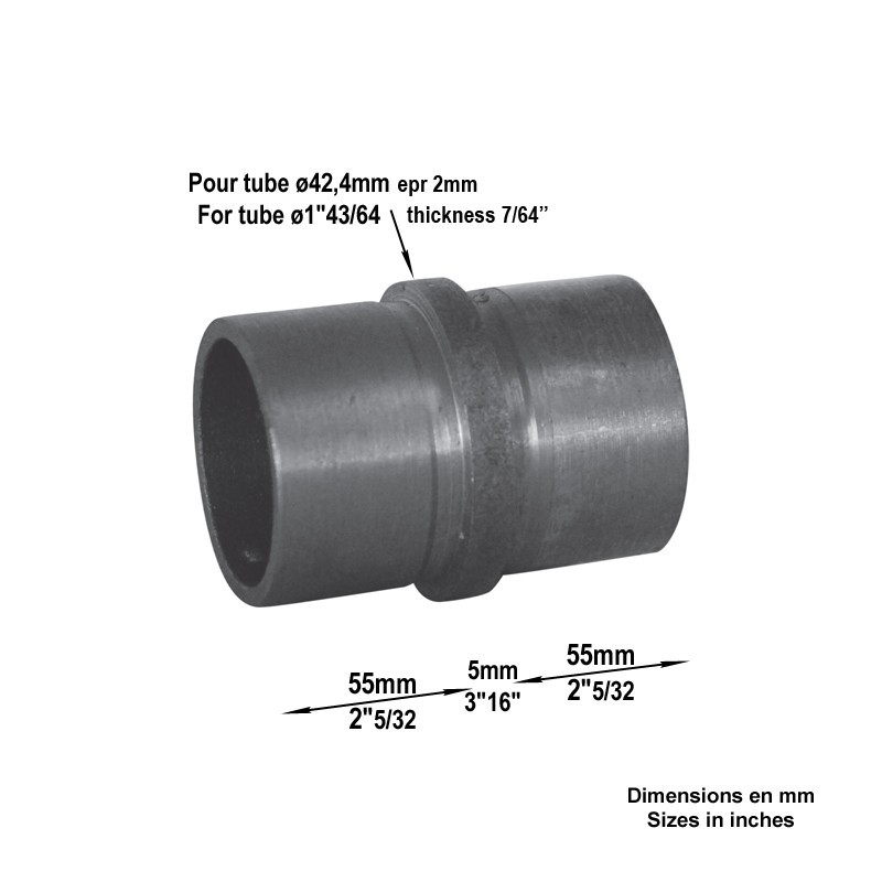 unions droits pour tubes acier Ø42,4mm épaisseur 2mm ou 2,5mm